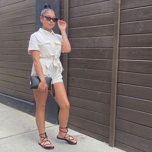 White Utility Romper